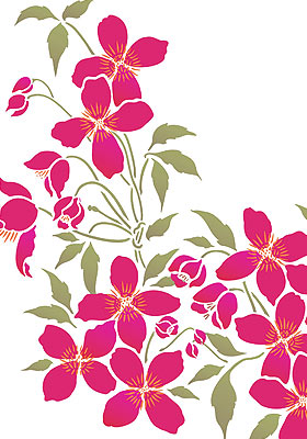 Small Montana Clematis Theme Pack Stencil - Henny Donovan Motif