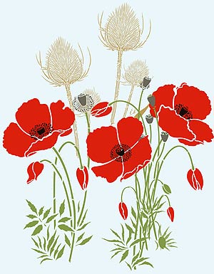 Large Wild Poppies Theme Pack Stencil - Henny Donovan Motif