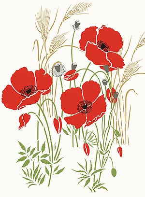 Large Wild Poppies Theme Pack Stencil - Henny Donovan Motif