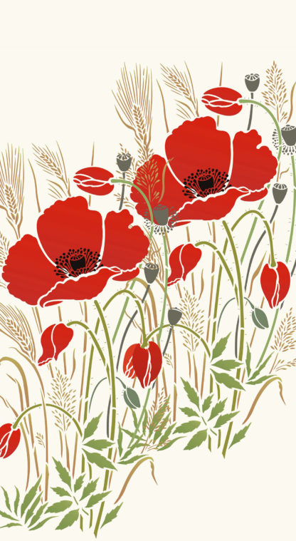 Large Wild Poppy and Grasses Stencil - Henny Donovan Motif
