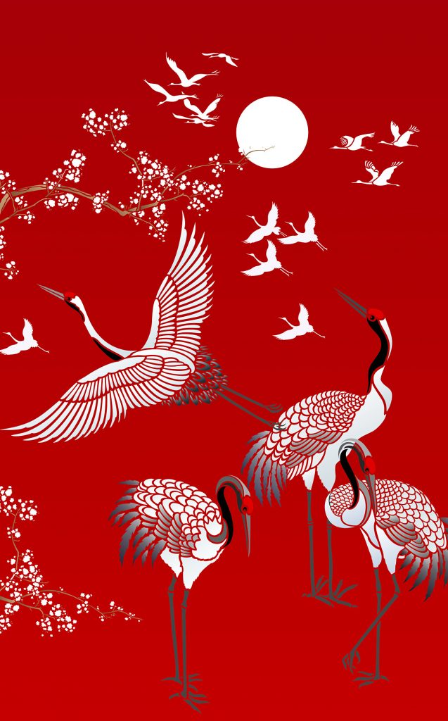Large theme pack contains 4 Large Red Capped
Cranes and 3 groups of Small Flying Cranes
On 6 large and small stencil sheets
The All Japanese Cranes Stencil Theme Pack is a fantastic large and small stencil theme pack containing all of our popular graceful Red Capped Asian Crane Stencils at a specially discounted price.

This large stencil theme pack includes the Large Flying Cranes Stencil, Large Standing Cranes Stencil (two cranes), Large Crane Stencil (single crane) and small Flying Cranes Bird Stencil (three groups of three small flying cranes). The stencils capture the beauty of these stunning birds and will enable you to create breath-taking decorative schemes. See size and stencil sheet specifications below.