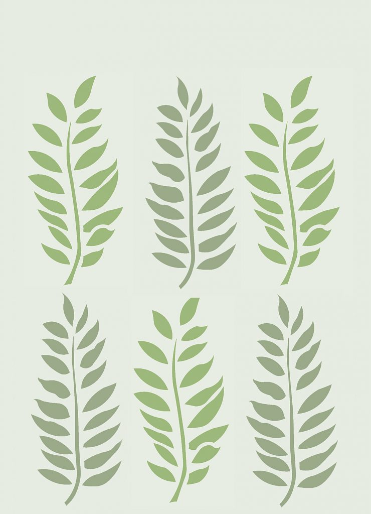 Small simple leaf stencil
1 sheet stencil
The Little Ash Leaves Stencil contains two simple feather-like leaves on one sheet - great for creating up-to-the-minute botanical pattern motifs on soft furnishings and accessories. Simple motifs work well stencilled upright in blocks and columns, or as random repeats at different angles. This design looks beautiful stencilled onto both walls and fabric for drapes and other linens. See size and layout specifications below.