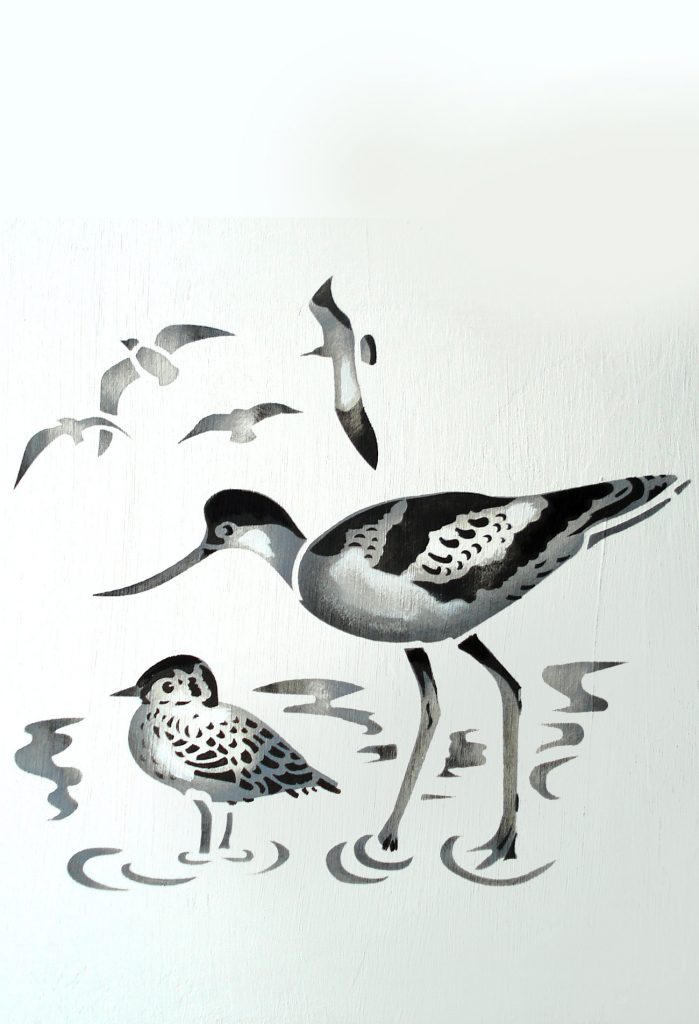 Avocet and Seagulls Stencil
2 layer stencil
Create your own coastal style with the Coastal Birds Stencil 1. Bring the seashore outdoors to your decorating with these beautifully detailed coastal birds - the striking Avocet, baby Sandpiper and Seagulls. This easy to use two layer stencil is ideal for decorating walls, furniture and cushion covers in beach rooms and rooms where a coastal style is called for. See size specifications below and our Coastal Birds Stencil 2.