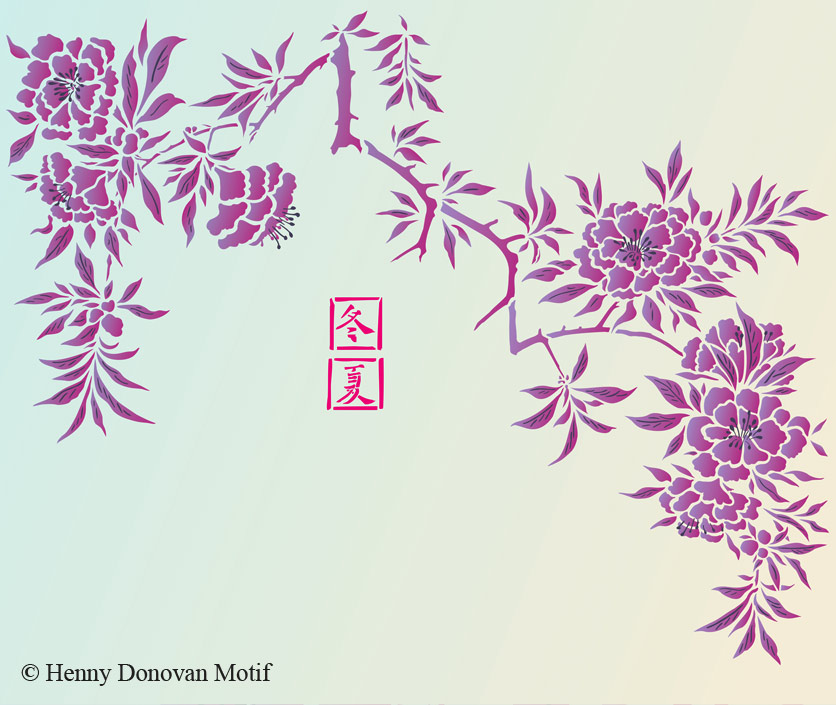 large chinese azalea flower stencil