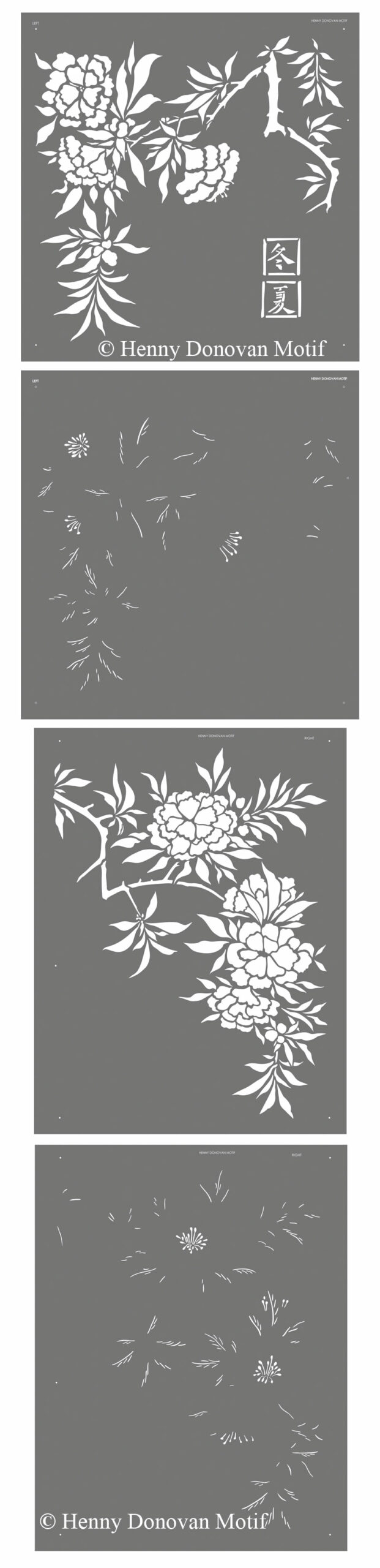 large chinese azalea flower stencil layout