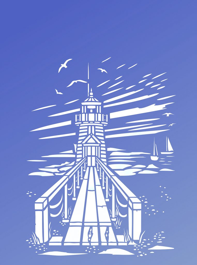 Pictorial motif of lighthouse and wind swept sky
1 sheet stencil
Create classic coastal style with the Toile Lighthouse Stencil - a single motif lighthouse design taken from our large Coastal Toile Stencil - part of our Coastal Toile Stencil Range.

The classy Toile Lighthouse Stencil is a fantastic maritime design and will add a little classic style to your coastal inspired rooms. Use as a pictorial accent on cushion covers and in wooden frames or on blanket boxes. This design is perfect on its own or used to emphasise details of the Coastal Toile Stencil or paired with the Toile Sail Boats Stencil.

Stencil in striking white on blue or grey, or in muted greys, blues and faded reds on bleached backdrops. See size and layout specifications below.