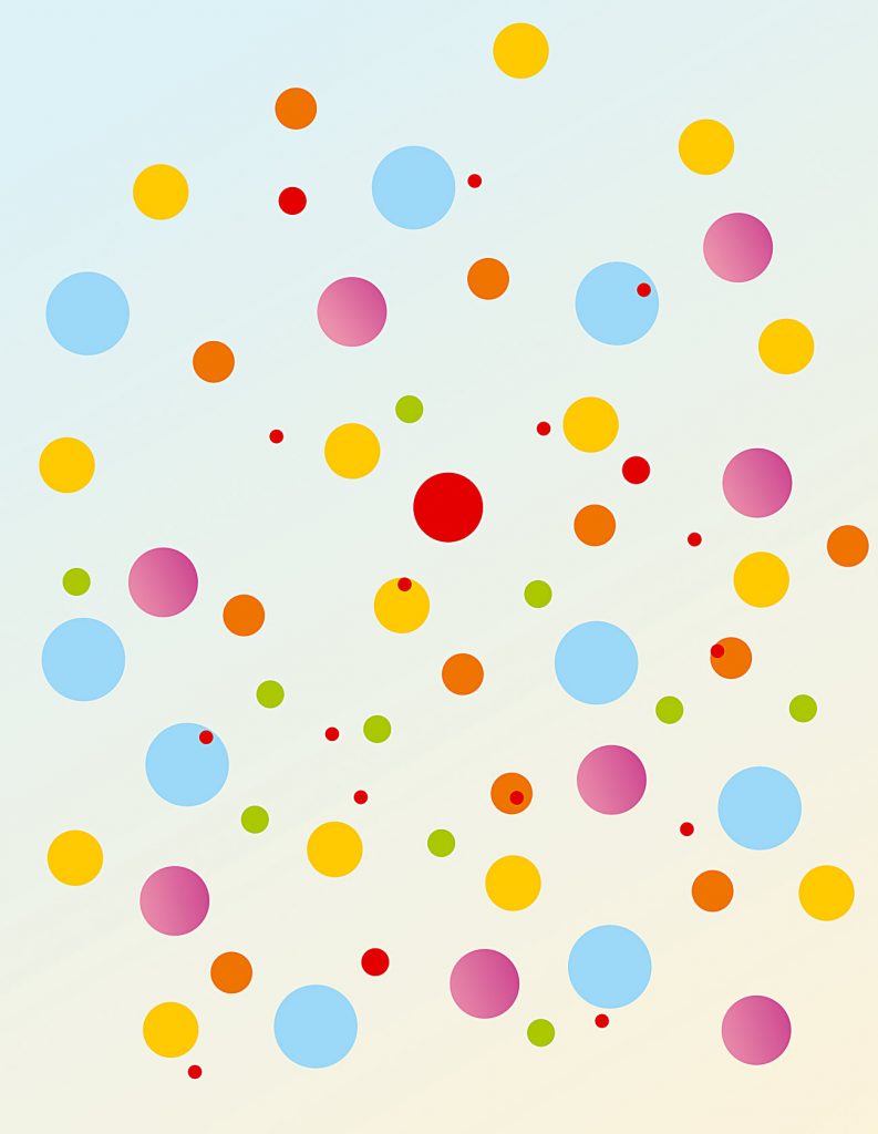 6 small sheet stencil
The Dots and Spots Theme Pack Stencil - contains six mini circle stencils. Dots and Spots are brilliant decorative motifs applied in single colours, bright palettes of mixed hues and soft muted shades. They can be stencilled as a regular pattern, or irregular random sequences - placed far apart, close together, in overlapping or concentric patterns, or used to create a range of abstract motifs.

This theme pack contains six different sized dots and spot circle stencils, ranging from the smallest at .5cm (less than quarter of an inch) to the largest at 3cm (one and a quarter inches) - see size specifications below. As dots and spots are never that easy to draw or paint freehand this set of perfect small circles stencils is ideal for easily applying dotty circle motifs just as you want them.
