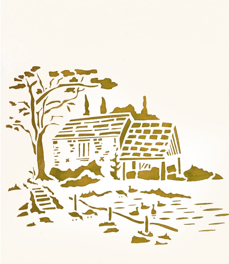 One sheet pictorial stencil
The charming Toile Duck Pond Stencil with its detailed farmhouse buildings, trees and ducks on the pond, is one of a selection of individual Toile du Jouy Stencils, taken from our popular large Toile du Jouy Countryside Toile Stencil. This single motif is ideal for random repeats, or for decorating with other individual toile motifs. This design looks beautiful stencilled onto both walls and fabric for drapes and other linens in classic taupes, blues and reds. See size and layout specifications below.