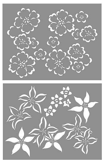 Japanese Flowers Theme Pack Stencil - Henny Donovan Motif