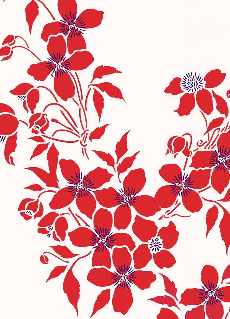 Four beautiful clematis flower motifs
2 sheet stencil
The Large Montana Flower Clematis Theme Pack comprises four large clusters of beautiful Montana Clematis flowers, buds and leaves. This versatile theme pack can be used in many - the four motifs being stencilled together or spaced apart in myriad arrangements. The Large Montana Clematis Theme Pack has been created to use on its own or in partnership with the Large Trailing Leaves Stencil 1 and 2, which are the leaves of the Montana Clematis - so flowing arrangements can be stencilled with flowers placed on the vines to create the prolific beauty of this rambling vine. See size and layout specifications below.