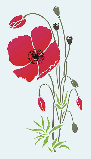 Large Wild Poppy Stencil - Henny Donovan Motif