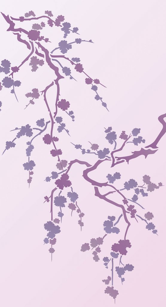 Two delicate cherry blossom silhouette stencils
2 sheet stencil
The Small Blossom Silhouettes Stencil is an innovative new style of blossom stencil, ideal for creating beautiful silhouette effects on walls and fabrics.  Comprising two stencil motifs of soft clumps of cherry blossom on elegantly angled blossom branches. The two motifs of the Small Blossom Silhouette Stencil can be used individually or together to create a range of different blossom effects. Very easy to use, this exquisitely detailed Blossom Silhouettes Stencil comprises 2 one layer stencils - see size specifications below.