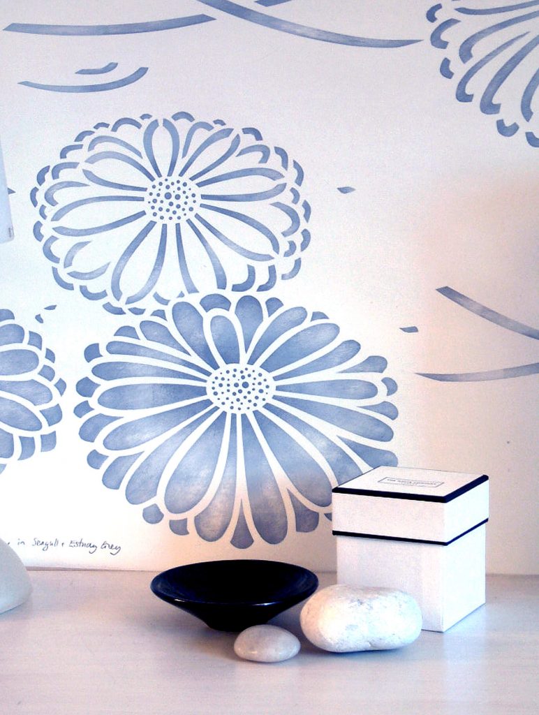 Made to Order Stencil
Classic Japanese Chrysanthemum design
3 sheet stencil
This stencil is a made to order item only available through pre-order. To pre-order this stencil pay and order online as usual. We will then cut the stencil for you in our next stock cut and despatch to you as soon as your order is ready. This process can take up to 28 days. Order confirmation will be emailed to you on receipt of order payment and despatch confirmation will be emailed when your stencil is ready. Please be aware Made to Order stencils are non returnable.

The Japanese Water Chrysanthemum Stencil - a simple, modern Japanese style chrysanthemum stencil. The design has both positive and negative flower images, surrounded by simple water lines and floating petals.