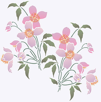 Supersize Montana Clematis Flower Stencil 1 - Henny Donovan Motif