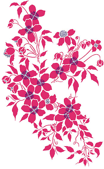 Supersize Montana Clematis Flower Stencil 3 - Henny Donovan Motif