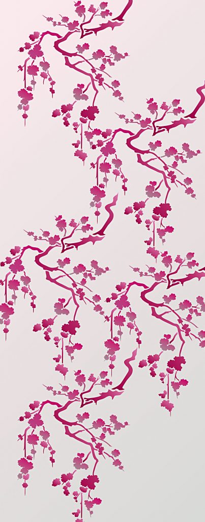 Large exquiste cherry blossom
1 large sheet stencil
Cherry Blossom Silhouette Stencil 3 is an innovative new style of blossom stencil, ideal for creating beautiful silhouette effects on walls and fabrics. Featuring soft clumps of cherry blossom on an elegantly angled blossom branch, with an additional stalk motif for extending your design. 1 large sheet stencil - see size and layout specifications below.