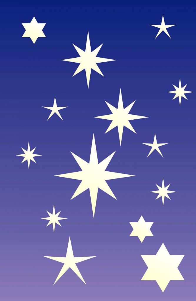4 sheet star stencil pack
Use the Large Stars Theme Pack Stencil to create simple star designs and starbursts on walls, on ceilings, in children's rooms and for seasonal decorations. The Large Stars Theme Pack Stencil is a four sheet single layer theme pack containing an eight pointed star in three different sizes, a six pointed star in two sizes and a five pointed star in two sizes. The stars come with their cut out shape for creating negative stencil effects. See specifications below.

Use the stars together or individually depending on which style suits your creation! The simple large stars in this theme pack are ideal for creating sparkling decorations on walls, starscapes on ceilings, frosting on windows and for seasonal wrapping and decorations. Stars also look fantastic stencilled onto card and cut out to hang as glittering festive mobiles and tree decorations.