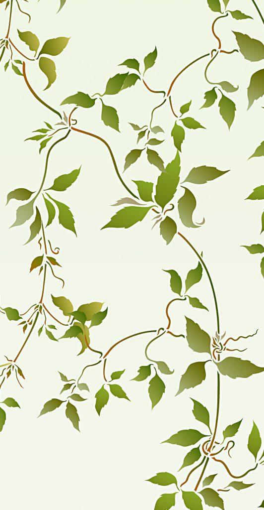 Detailed montana clematis trailing leaf stencil
1 sheet large stencil
See Large Trailing Leaves Stencil 1 and Stencil 2 for similar in-stock items.

The Large Trailing Leaves Stencil 1 is based on closely observed and beautifully drawn Montana Clematis leaves - also known as the Himalayan Clematis. These delicate trailing leaves make perfect subjects for up-to-the minute leaf stencil designs. Fantastic for creating beautiful wall effects and features, with an elegant contemporary feel.

Large Trailing Leaves Stencil 1 is a single sheet design containing two delicate strands of this climber, which can be used individually or grouped together in different hanging and trailing arrangements - some examples are shown on this page. See size and layout specifications below.