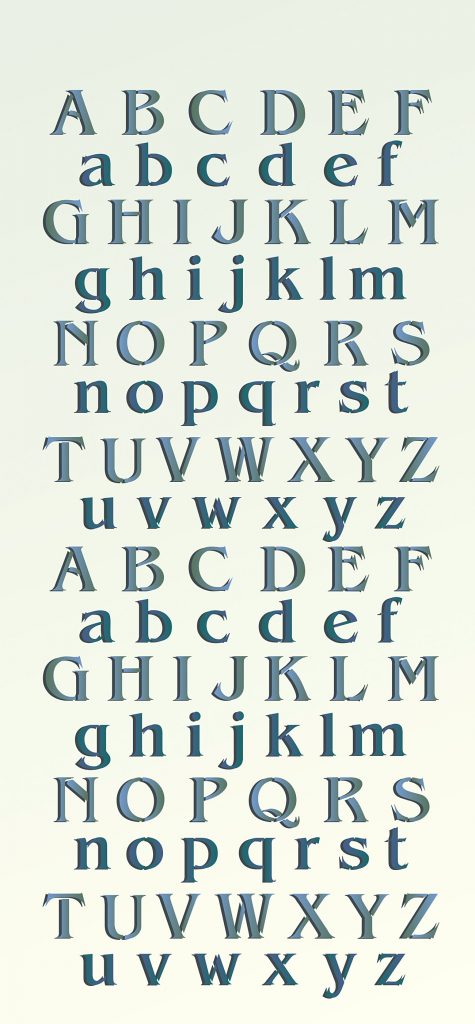 A - Z Upper and lower case alphabet
4 sheet stencil
The Small Alphabet Theme Pack Stencil is ideal for decorative and illustrative purposes. Use on its own or in conjunction with other stencils and designs or murals or handpainting. This theme pack comprises 4 sheets - two with capital letters A - Z and two with small letters a - z.  See specifications below.

Lettering has become integral to decorating schemes in recent years and this Alphabet Theme Pack, with its capital upper case and lower case letters, will be a useful aid for adding clear and clean lettering to many decorative projects - effective on walls, panels, furniture and on fabrics for bed linen, curtains and more.