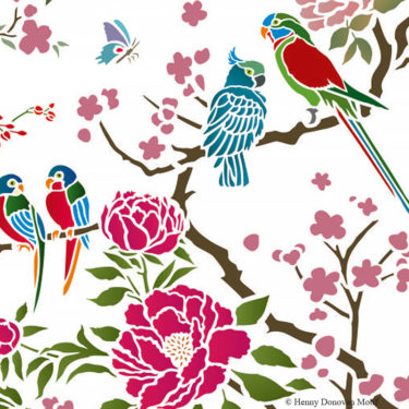 Parrot-Peony-All-over-Stencil-G15