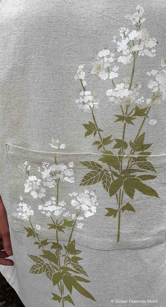 NEW! beautiful wild meadowsweet
Small single sheet botanical motif
The Small Meadowsweet Stencil is a charming new addition to our Wild Botanical stencil collection. Inspired by the abundant swathes of meadowsweet growing along country lanes, river banks and meadows of the Brecon Beacons countryside. Meadowsweet (Filipendula ulmaria), also known as queen of the meadow or mead wort, displays frothy clusters of cream flowers, standing tall above verdant foliage.  This beautiful botanical design makes a welcome addition to our 'Wild Botanicals of the Brecon Beacons' range and works brilliantly with our larger Meadowsweet Theme Pack Stencil and is ideal for home accessories, furniture, linens and gift cards.

The Small Meadowsweet Stencil is a small one layer single sheet stencil, depicting a spray of meadowsweet with stalk extension and additional budding flowers  - see size and layout specifications below.