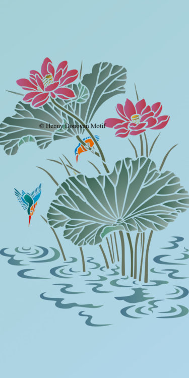 Lotus-Waterlily-Stencil-3-copyright-Henny-Donovan-Motif-G6