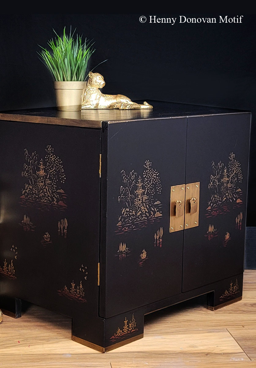 black chinoiserie cabinet maker's cupboard